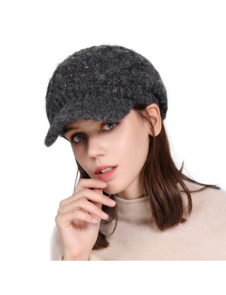 Women's Winter Wool Beanie in Dark Grey